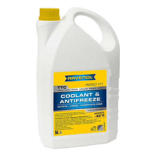 Антифриз TTC Premix 5л (готовый, жёлтый) RAVENOL,  1410105005